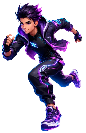 A young runner dashing through a swirling frame